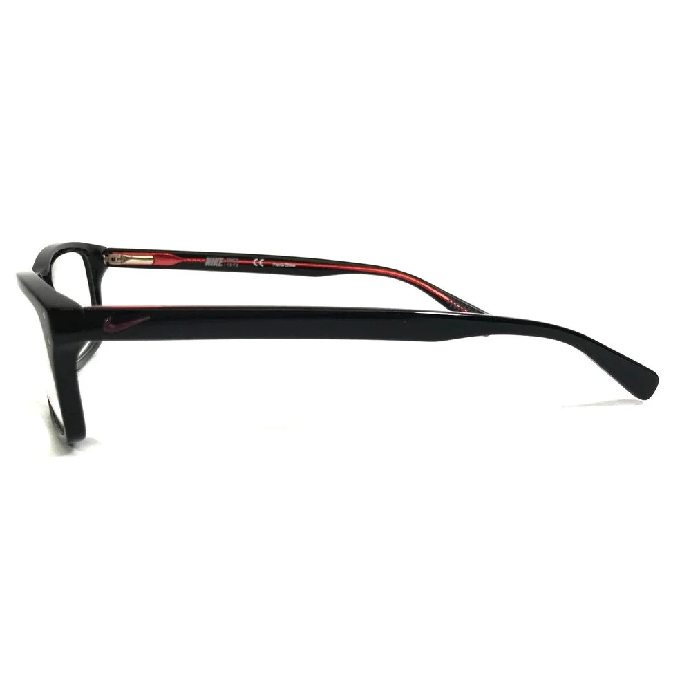 Nike Eyeglasses Frames 7242 002 Shiny Black Red Rectangle Full Rim 53-16-140